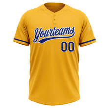 Laden Sie das Bild in den Galerie-Viewer, Custom Gold Royal-White Two-Button Unisex Softball Jersey