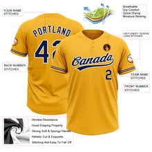 Laden Sie das Bild in den Galerie-Viewer, Custom Gold Navy-White Two-Button Unisex Softball Jersey