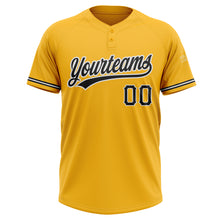 Laden Sie das Bild in den Galerie-Viewer, Custom Gold Black-White Two-Button Unisex Softball Jersey