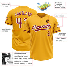 Load image into Gallery viewer, Custom Gold Crimson-White Two-Button Unisex Softball Jersey

