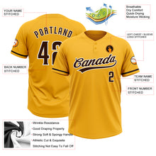Laden Sie das Bild in den Galerie-Viewer, Custom Gold Brown-White Two-Button Unisex Softball Jersey