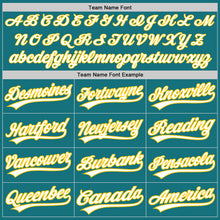 Load image into Gallery viewer, Custom Teal White-Yellow Two-Button Unisex Softball Jersey