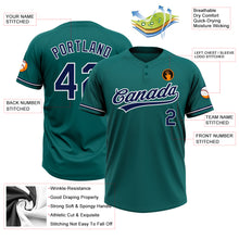 Load image into Gallery viewer, Custom Teal Navy-White Two-Button Unisex Softball Jersey