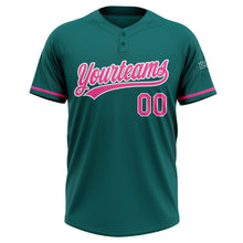 Load image into Gallery viewer, Custom Teal Pink-White Two-Button Unisex Softball Jersey