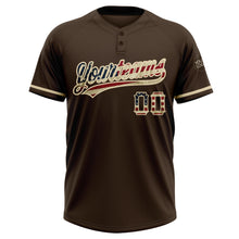 Load image into Gallery viewer, Custom Brown Vintage USA Flag-City Cream Two-Button Unisex Softball Jersey
