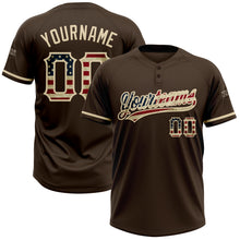 Load image into Gallery viewer, Custom Brown Vintage USA Flag-City Cream Two-Button Unisex Softball Jersey
