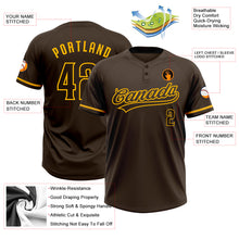 Laden Sie das Bild in den Galerie-Viewer, Custom Brown Gold Two-Button Unisex Softball Jersey