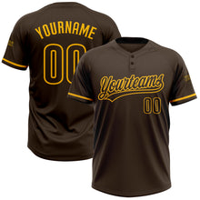 Laden Sie das Bild in den Galerie-Viewer, Custom Brown Gold Two-Button Unisex Softball Jersey