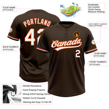 Laden Sie das Bild in den Galerie-Viewer, Custom Brown White-Orange Two-Button Unisex Softball Jersey