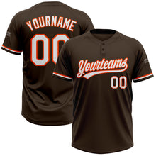 Laden Sie das Bild in den Galerie-Viewer, Custom Brown White-Orange Two-Button Unisex Softball Jersey