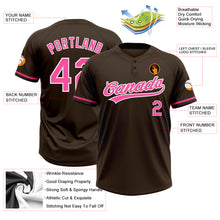 Laden Sie das Bild in den Galerie-Viewer, Custom Brown Pink-White Two-Button Unisex Softball Jersey