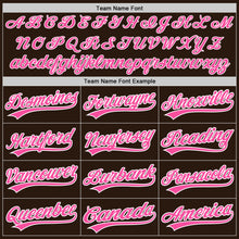 Laden Sie das Bild in den Galerie-Viewer, Custom Brown Pink-White Two-Button Unisex Softball Jersey