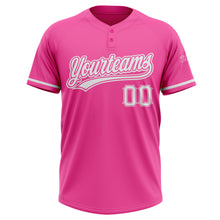Загрузить изображение в средство просмотра галереи, Custom Pink White Two-Button Unisex Softball Jersey