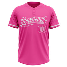 Загрузить изображение в средство просмотра галереи, Custom Pink White Two-Button Unisex Softball Jersey