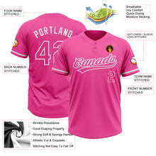 Загрузить изображение в средство просмотра галереи, Custom Pink White Two-Button Unisex Softball Jersey