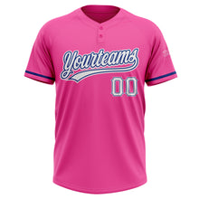 Загрузить изображение в средство просмотра галереи, Custom Pink White-Royal Two-Button Unisex Softball Jersey
