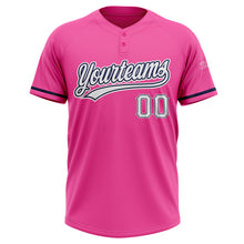 Загрузить изображение в средство просмотра галереи, Custom Pink White-Navy Two-Button Unisex Softball Jersey