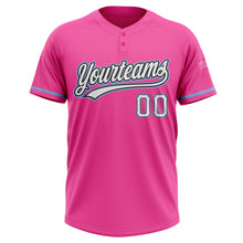 Загрузить изображение в средство просмотра галереи, Custom Pink White Black-Light Blue Two-Button Unisex Softball Jersey