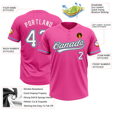 Загрузить изображение в средство просмотра галереи, Custom Pink White Black-Light Blue Two-Button Unisex Softball Jersey