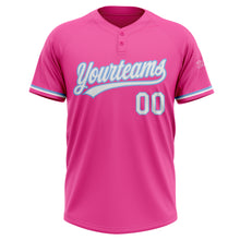 Загрузить изображение в средство просмотра галереи, Custom Pink White-Light Blue Two-Button Unisex Softball Jersey