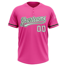 Загрузить изображение в средство просмотра галереи, Custom Pink White-Green Two-Button Unisex Softball Jersey