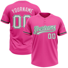 Загрузить изображение в средство просмотра галереи, Custom Pink White-Kelly Green Two-Button Unisex Softball Jersey