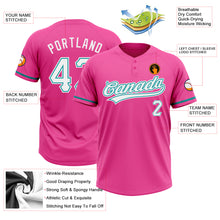 Загрузить изображение в средство просмотра галереи, Custom Pink White-Teal Two-Button Unisex Softball Jersey
