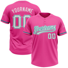 Загрузить изображение в средство просмотра галереи, Custom Pink White-Teal Two-Button Unisex Softball Jersey