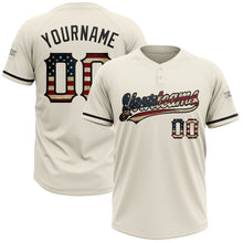 Load image into Gallery viewer, Custom Cream Vintage USA Flag-Black Two-Button Unisex Softball Jersey