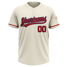 Загрузить изображение в средство просмотра галереи, Custom Cream Red-Navy Two-Button Unisex Softball Jersey