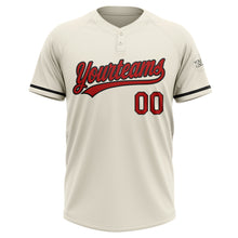 Загрузить изображение в средство просмотра галереи, Custom Cream Red-Black Two-Button Unisex Softball Jersey