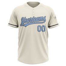 Загрузить изображение в средство просмотра галереи, Custom Cream Light Blue-Steel Gray Two-Button Unisex Softball Jersey