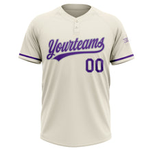 Загрузить изображение в средство просмотра галереи, Custom Cream Purple-Gray Two-Button Unisex Softball Jersey