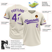 Загрузить изображение в средство просмотра галереи, Custom Cream Purple-Gray Two-Button Unisex Softball Jersey