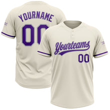 Загрузить изображение в средство просмотра галереи, Custom Cream Purple-Gray Two-Button Unisex Softball Jersey