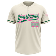 Загрузить изображение в средство просмотра галереи, Custom Cream Pink-Kelly Green Two-Button Unisex Softball Jersey