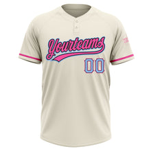 Загрузить изображение в средство просмотра галереи, Custom Cream Light Blue Black-Pink Two-Button Unisex Softball Jersey