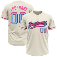 Загрузить изображение в средство просмотра галереи, Custom Cream Light Blue Black-Pink Two-Button Unisex Softball Jersey