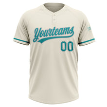 Загрузить изображение в средство просмотра галереи, Custom Cream Teal-Gray Two-Button Unisex Softball Jersey