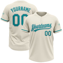 Загрузить изображение в средство просмотра галереи, Custom Cream Teal-Gray Two-Button Unisex Softball Jersey