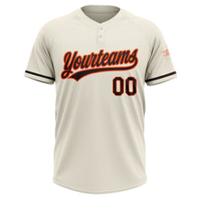 Загрузить изображение в средство просмотра галереи, Custom Cream Brown-Orange Two-Button Unisex Softball Jersey