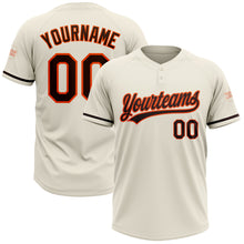 Загрузить изображение в средство просмотра галереи, Custom Cream Brown-Orange Two-Button Unisex Softball Jersey