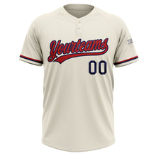 Загрузить изображение в средство просмотра галереи, Custom Cream Red-Navy Two-Button Unisex Softball Jersey
