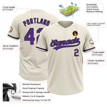 Загрузить изображение в средство просмотра галереи, Custom Cream Purple-Black Two-Button Unisex Softball Jersey
