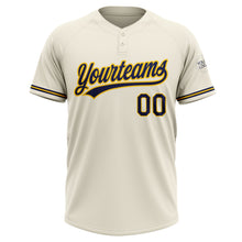 Загрузить изображение в средство просмотра галереи, Custom Cream Navy-Yellow Two-Button Unisex Softball Jersey