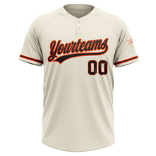 Загрузить изображение в средство просмотра галереи, Custom Cream Black-Orange Two-Button Unisex Softball Jersey