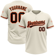 Загрузить изображение в средство просмотра галереи, Custom Cream Black-Orange Two-Button Unisex Softball Jersey
