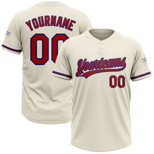 Загрузить изображение в средство просмотра галереи, Custom Cream Red-Royal Two-Button Unisex Softball Jersey