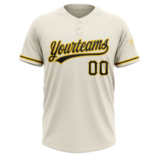 Загрузить изображение в средство просмотра галереи, Custom Cream Black-Yellow Two-Button Unisex Softball Jersey