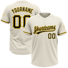 Загрузить изображение в средство просмотра галереи, Custom Cream Black-Yellow Two-Button Unisex Softball Jersey